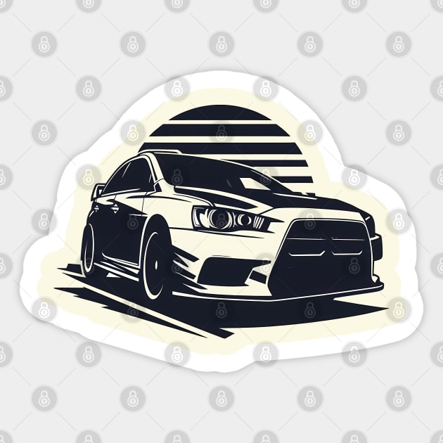 Mitsubishi Lancer Evo Rally Car Sticker by TaevasDesign